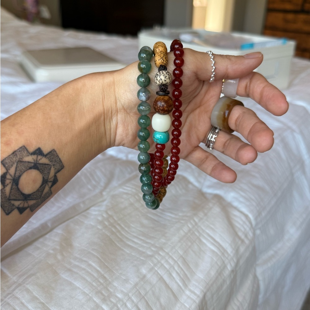 Stackable Multi-Wrap Natural Stone Seeds Beaded B… - image 2